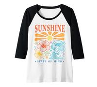Donna Sunshine State of Mind Tropical Ibisco Onde Design Beach Maglia con Maniche Raglan