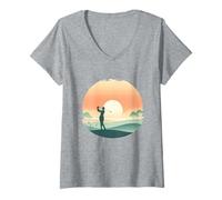 Donna Sunshine Swings & Serenity - Stile di Vita da Golf Femminile Maglietta con Collo a V