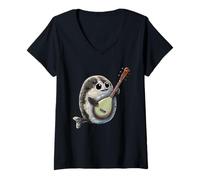 Donna Suonatore di banjo Bluegrass Sacabambaspis Fish Meme Maglietta con Collo a V