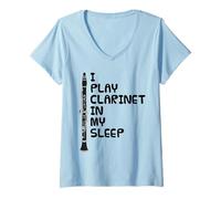 Donna Suono il clarinetto nel sonno, musicista divertente Maglietta con Collo a V