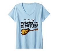 Donna Suono il mandolino nel sonno, musicista folk divertente Maglietta con Collo a V