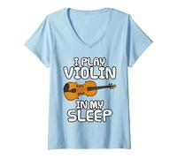 Donna Suono il violino nel sonno, violinista musicista divertente Maglietta con Collo a V