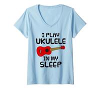 Donna Suono l'ukulele nel sonno, musicista divertente Maglietta con Collo a V