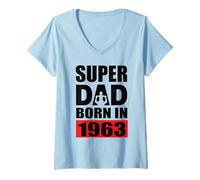 Donna Super Dad Born in 1963 Compleanno di papà 1963 Compleanno 1963 Maglietta con Collo a V