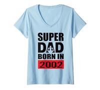 Donna Super Dad Born In 2002 Dad Birthday 2002 Compleanno 2002 Maglietta con Collo a V