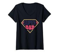 Donna Super Dad - Idea Regalo per papà Maglietta con Collo a V