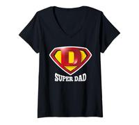 Donna Super Dad Tee Shirt, Happy Father's Day T-Shirt, Best Father Maglietta con Collo a V