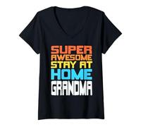 Donna Super Divertente Nonna Casalinga Citazione Umoristica Maglietta con Collo a V