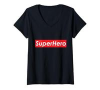 Donna Super Hero Costume Supereroe Mascherato con Superpoteri Eroi Maglietta con Collo a V