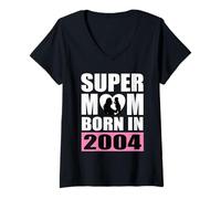 Donna Super Mom Born in 2004 Mom's Birthday 2004 Compleanno 2004 Maglietta con Collo a V