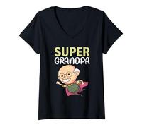 Donna Super Nonno Bester Opa Nonno Supereroe Maglietta con Collo a V