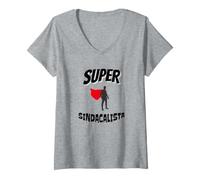 Donna Super Sindacalista - Design per la Lotta dei Lavoratori Maglietta con Collo a V