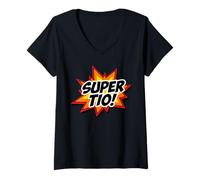 Donna Super Tío Super Zio Spagnolo Tío Supereroe Maglietta con Collo a V