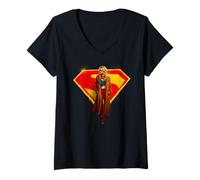 Donna SuperGirl 2026 And Logo Maglietta con Collo a V