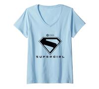 Donna SuperGirl 2026 Black Shield Maglietta con Collo a V