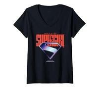 Donna SuperGirl 2026 Chrome S-Shield Logo And Text Maglietta con Collo a V