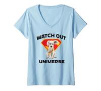 Donna SuperGirl 2026 Krypto Watch out Universe Stacked Maglietta con Collo a V