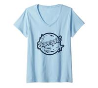 Donna SuperGirl 2026 Script Logo Circle Maglietta con Collo a V
