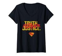 Donna SuperGirl 2026 Truth Justice Whatever Graffiti Maglietta con Collo a V