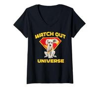 Donna SuperGirl Krypto Watch out The Universe Maglietta con Collo a V