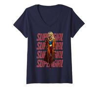 Donna SuperGirl | Merch Ufficiale DC Comics | WBSGR04 Maglietta con Collo a V