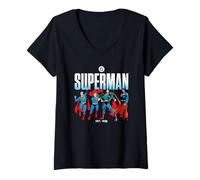 Donna Superman Across The Years Line Up Maglietta con Collo a V