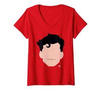 Donna Superman Large Face Maglietta con Collo a V
