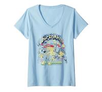Donna Superman Lex Luthor Super Eroe Cattivo DC Comics Tendenza Maglietta con Collo a V