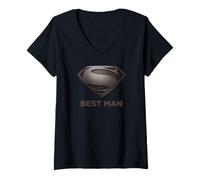 Donna Superman Man of Steel Super Best Man Maglietta con Collo a V