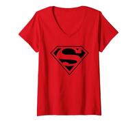 Donna Superman Mono Reversed Logo Maglietta con Collo a V