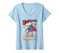 Donna Superman Old School Flight Maglietta con Collo a V