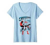 Donna Superman Panel Pose Maglietta con Collo a V