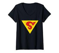Donna Superman Shield 1938 Maglietta con Collo a V