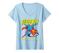 Donna Superman Up Up And Away Maglietta con Collo a V