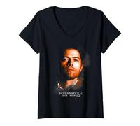 Donna Supernatural Castiel Portrait Maglietta con Collo a V