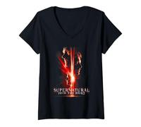 Donna Supernatural Sam Dean Castiel Red Portal Maglietta con Collo a V