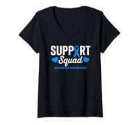 Donna Support Squad Diabetes Awareness Tipo 1 Guerriero diabetico Maglietta con Collo a V