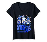 Donna Support Squad - Nastro Blu per la consapevolezza della malattia di Huntington Maglietta con Collo a V