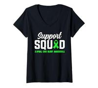 Donna Support Squad - Nastro per sensibilizzazione sulle lesioni del midollo spinale, colore: Verde lime Maglietta con Collo a V