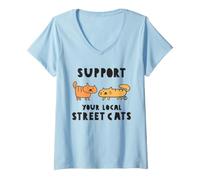 Donna Support Your Local Street Cats Maglietta con Collo a V