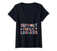 Donna Supporto Biblioteche pubbliche Libero Accesso alla Conoscenza Libri vietati Maglietta con Collo a V
