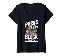 Donna Supporto Local Street Cats Funny garbage gang design Maglietta con Collo a V