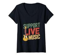 Donna Supporto Musica dal vivo Banda locale Musica locale Supporto Musica dal vivo Maglietta con Collo a V