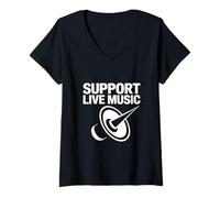 Donna Supporto Musica dal vivo Banda locale Musica locale Supporto Musica dal vivo Maglietta con Collo a V