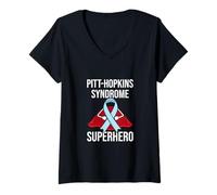 Donna Supporto per Combattenti guerrieri Supereroi della sindrome di Pitt-Hopkins Maglietta con Collo a V