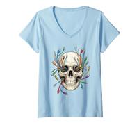 Donna Supporto Tecnico Skull Network Admin Computer Nerd Umorismo Maglietta con Collo a V