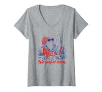 Donna Surf All'alba Rana Surf Divertente Noi Maglietta con Collo a V