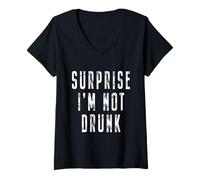 Donna Surprise I'm Not Drunk St. Patricks Day Festa Sobriaca Maglietta con Collo a V