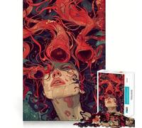 Donna surreale con tentacoli rossi Puzzle da 1000 pezzi per adolescenti Pensa intelligente Giocattolo per momenti di condivisione Taglio liscio Lista dei desideri di Babbo Natale 50x75cm