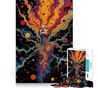 Donna surreale psichedelica nel cosmo, puzzle da 1000 pezzi per adolescenti, gioco di allenamento mentale, gioco di gruppo, taglio di precisione, regalo per festival 50x75cm